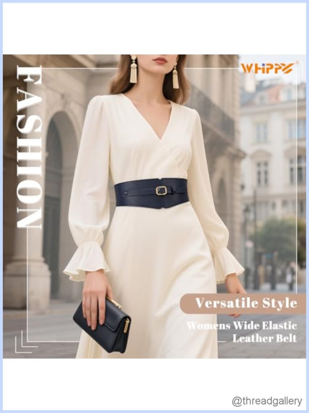 Wide Elastic Waist Belt Leather Stretch Belt for Dresses - Picture 3 of 5